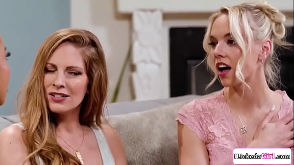 Lesbian stepsiblings having threesome with big tits stepmom